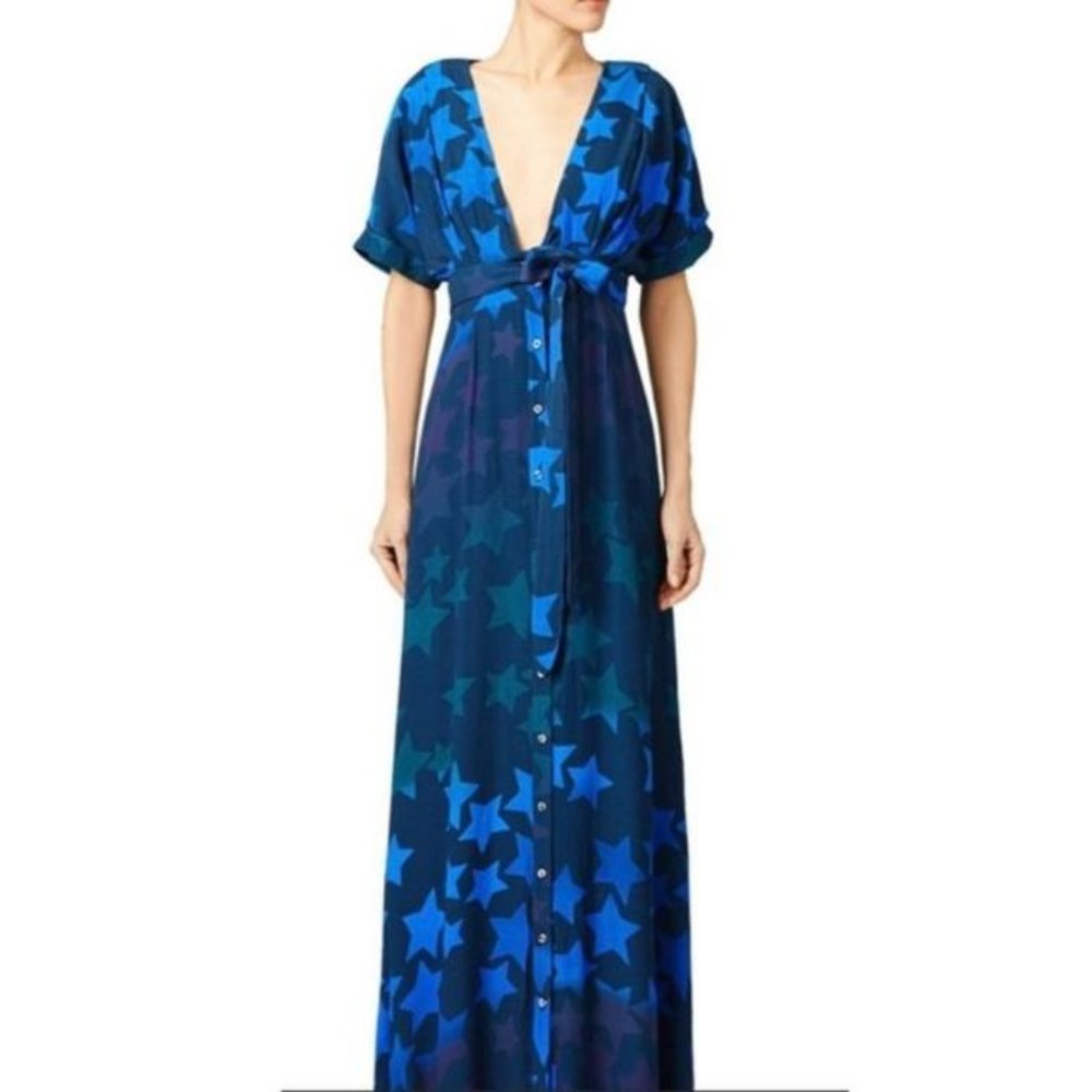 Mara Hoffman Navy Star Blast Tie Front Maxi Dress- Size 2